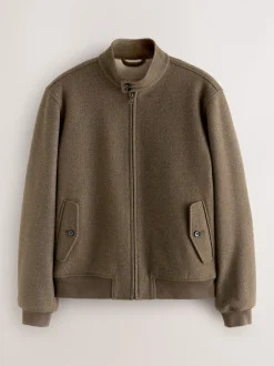 Jassen En Jacks*Next Neutraal - Wool Look Borg Lined Harrington Jacket