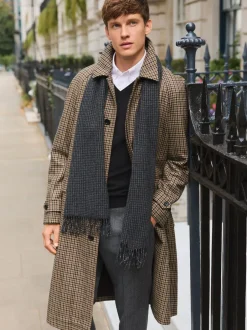 Jassen En Jacks|Next Neutraal - Wool Rich Italian Fabric Dogtooth Check Coat