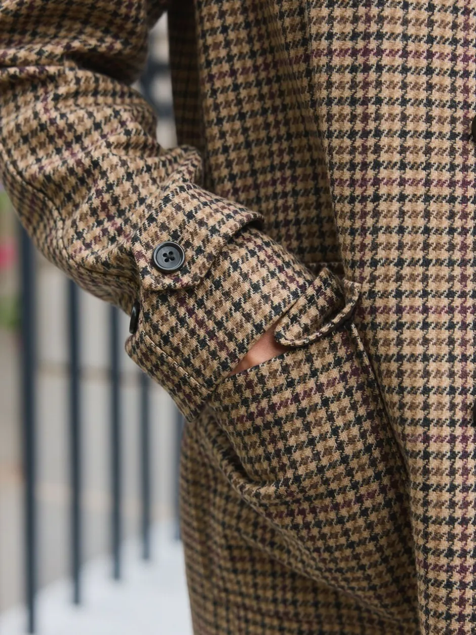 Jassen En Jacks|Next Neutraal - Wool Rich Italian Fabric Dogtooth Check Coat