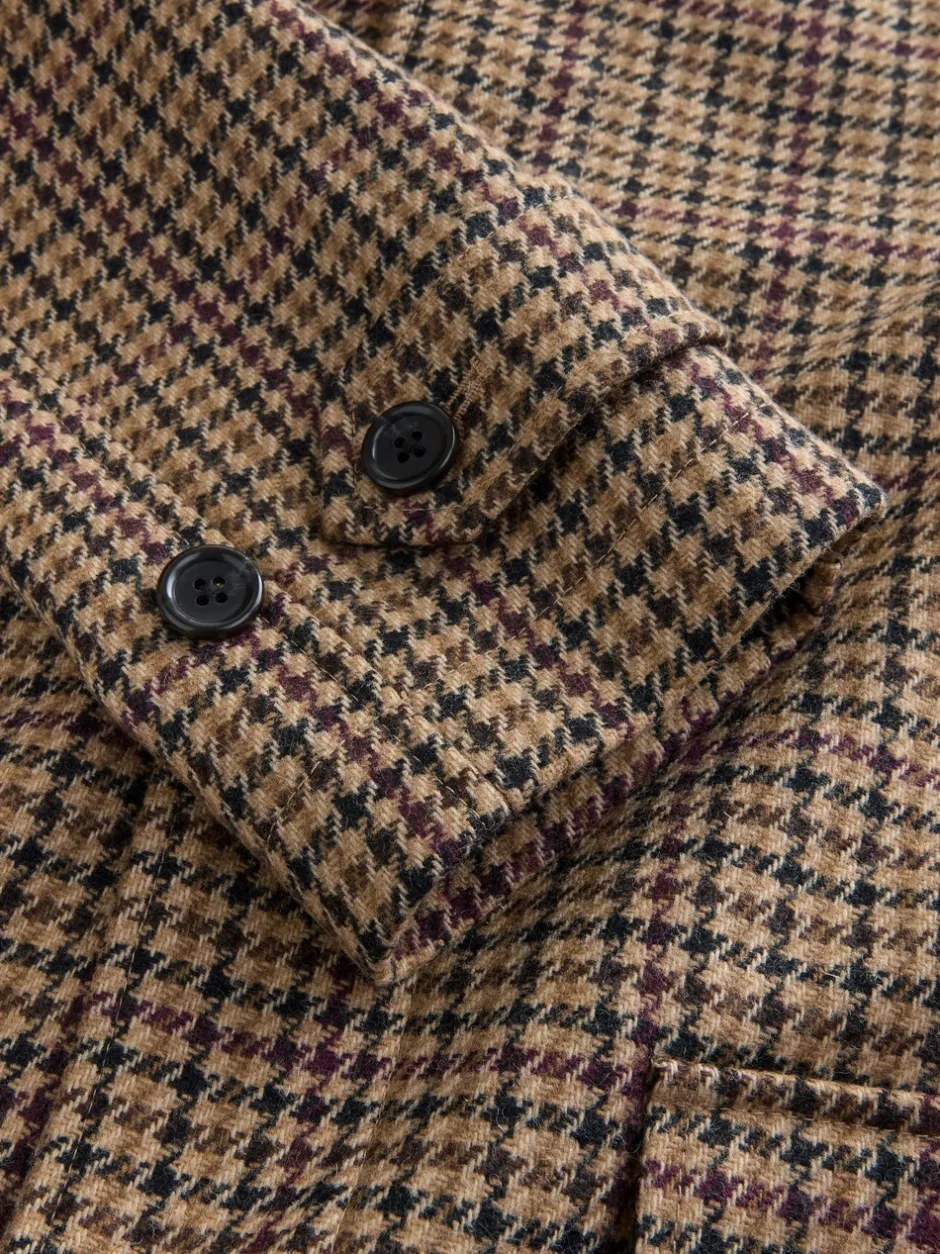 Jassen En Jacks|Next Neutraal - Wool Rich Italian Fabric Dogtooth Check Coat