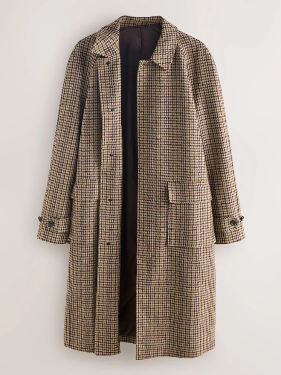 Jassen En Jacks|Next Neutraal - Wool Rich Italian Fabric Dogtooth Check Coat