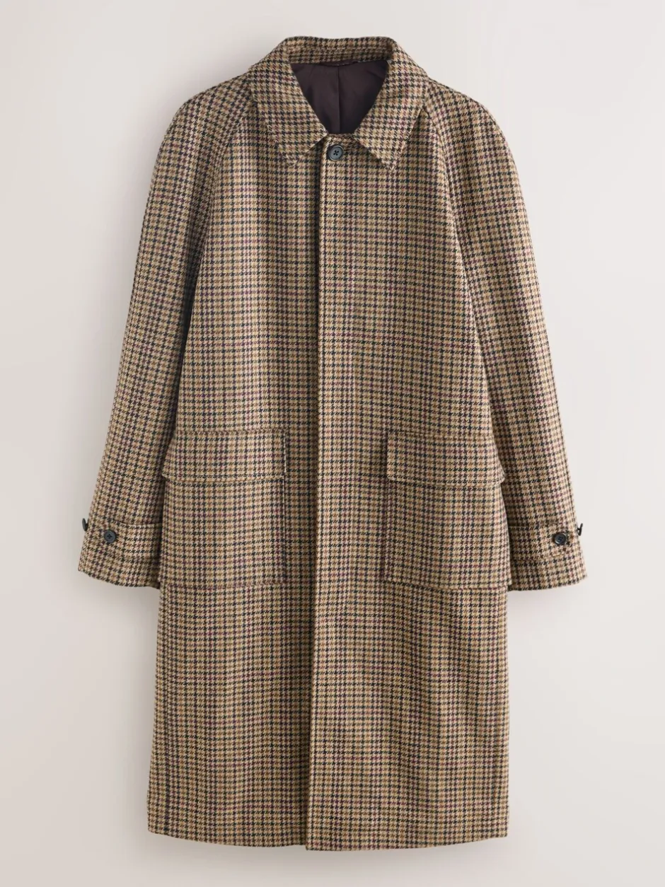 Jassen En Jacks|Next Neutraal - Wool Rich Italian Fabric Dogtooth Check Coat