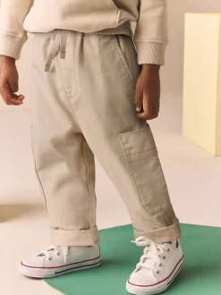 Broeken En Chino's|Next Neutraal crème - Broek met elastische taille en zijzakken (3mnd -7jr)