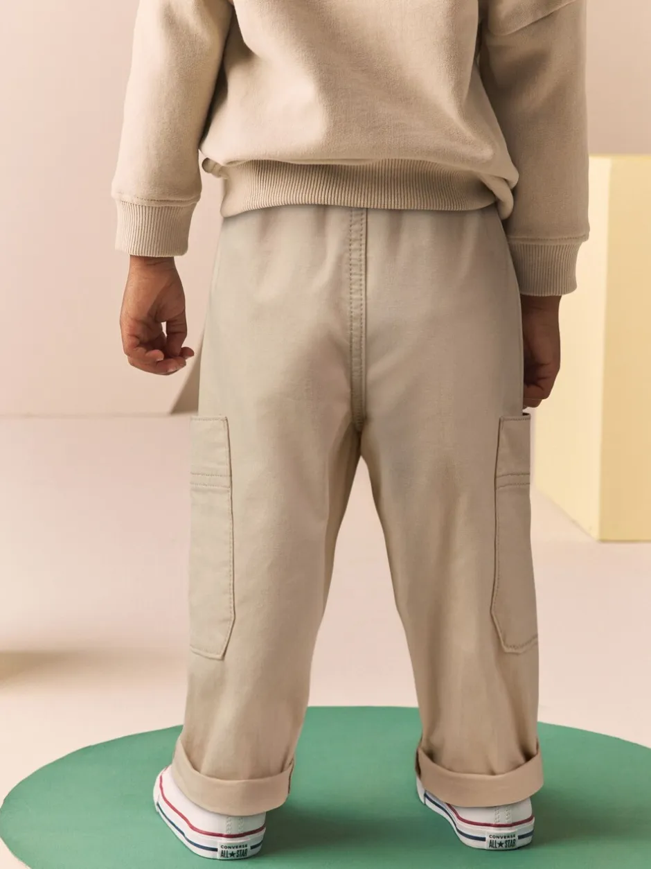 Broeken En Chino's|Next Neutraal crème - Broek met elastische taille en zijzakken (3mnd -7jr)