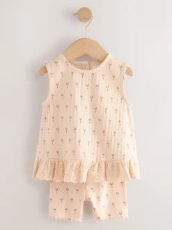 Tops|Shorts En Rokken|Next - Set van 2 hemdjes en shorts (3mnd -7jr) Neutraal fijne print