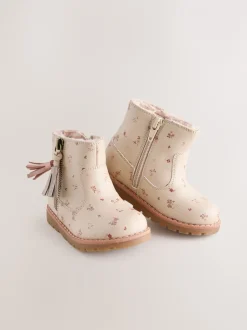 Boots*Next Neutraal gebloemd - Chelsea enkellaarsjes met rits en kwastjes