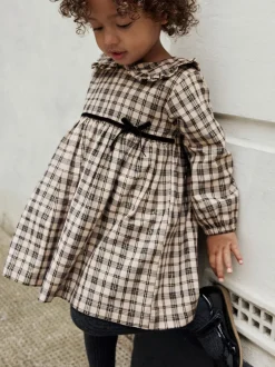 Jurken|Jurken*Next - Jurkje met kraag en lange mouwen (3mnd-8jr) Neutraal geruit