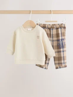 Sweaters En Hoody´S|Sets En Outfits|Next - Set van babysweatshirt en broek (0mnd -2jr) Neutraal geruit