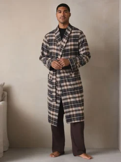Loungewear|Kamerjassen En Badjassen*Next Neutraal geruit - Woven Dressing Gown