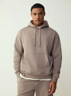 Sweaters En Hoody´S|Sweaters En Hoody´S*Next Neutraal kiezelkleurig - Normale Pasvorm - Zwaargewicht Cotton Rich Jersey Hoodie