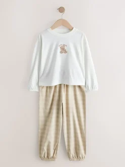 Nachtkleding En Pyjama's|Pyjama's|Next - Set van 2 ruit pyjama's met geweven onderkant (3-16jr) Neutraal met beren
