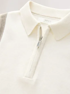 Truien En Breisels|Next - Gebreid poloshirt met rits bij de hals (3-16jr) Neutraal met kleurvlakken