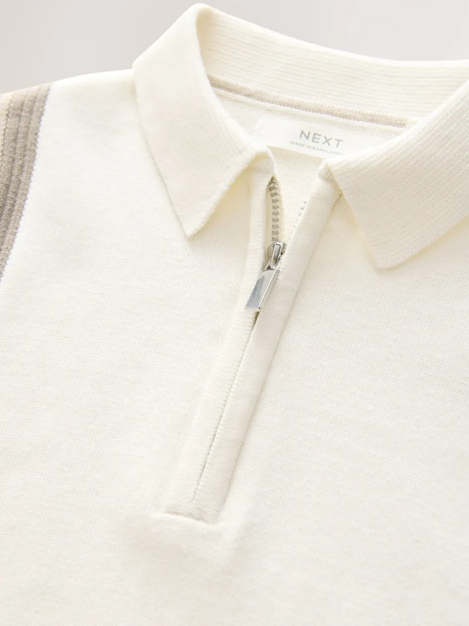 Truien En Breisels|Next - Gebreid poloshirt met rits bij de hals (3-16jr) Neutraal met kleurvlakken