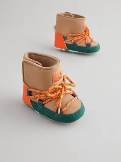Babyschoenen*Next Neutraal met kleurvlakken - Doorgestikte Baby Boots (0-24maanden)