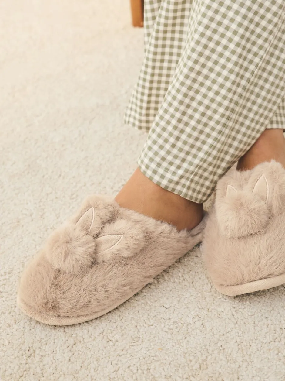 Pantoffels*Next Neutraal met konijnenprint - Pantoffelmuiltjes