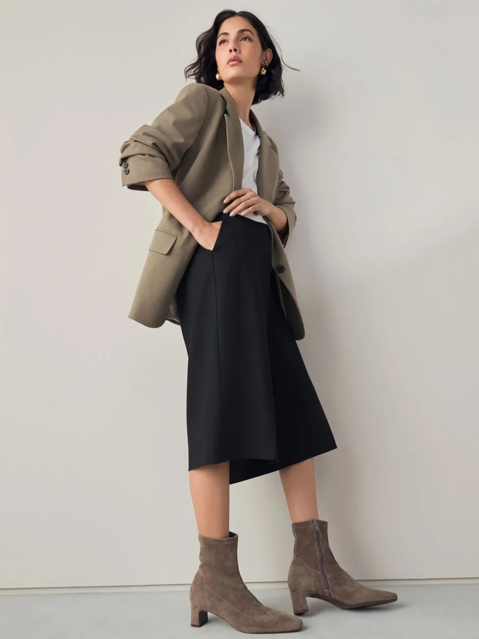 Ruimvallend En Extraruimvallend|Boots*Next - Chisel Toe Block Heel Sock Boots Neutraal taupe