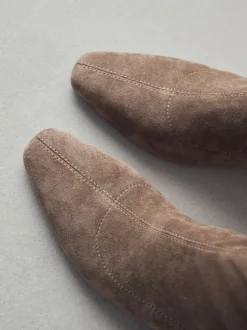 Ruimvallend En Extraruimvallend|Boots*Next - Chisel Toe Block Heel Sock Boots Neutraal taupe