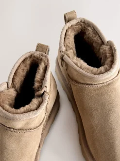 Boots|Next - Waterafstotende enkellaarzen van imitatiebont Neutraal taupe suède
