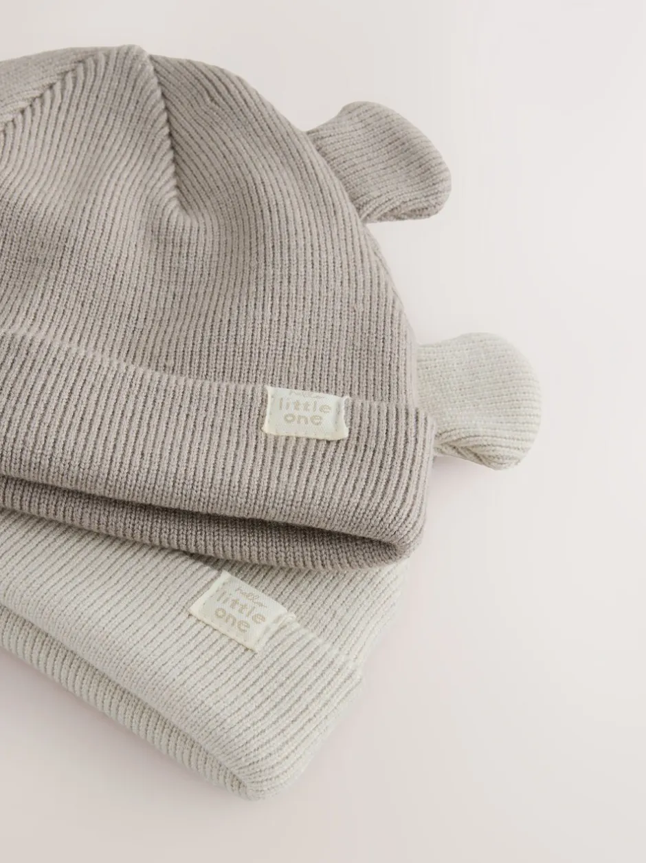 Mutsjes En Antikrabwantjes*Next - 2pack Rib Baby Muts Neutraal/bruin
