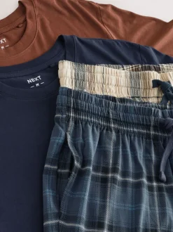 Loungewear|Pyjama's*Next Neutraal/marineblauw - Geruite pyjamaset met korte jersey mouwen 2 stuks