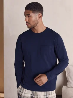 Loungewear|Pyjama's*Next Neutraal/marineblauw - Geruite pyjamaset met korte jersey mouwen 2 stuks