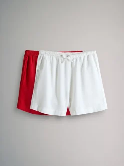 Shorts*The Set Neutraal/rood - - Pull-on short met linnen