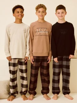 Pyjama's|Nachtkleding En Pyjama's|Next - Verpakking van 3 geweven geruite pyjama's (3-16 jr) Neutraal/zwart