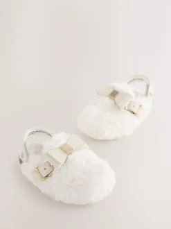 Pantoffels|Baker by Ted Baker - Meisjes Slingback Muiltjes Klomp Pantoffels Neutral Faux Fur