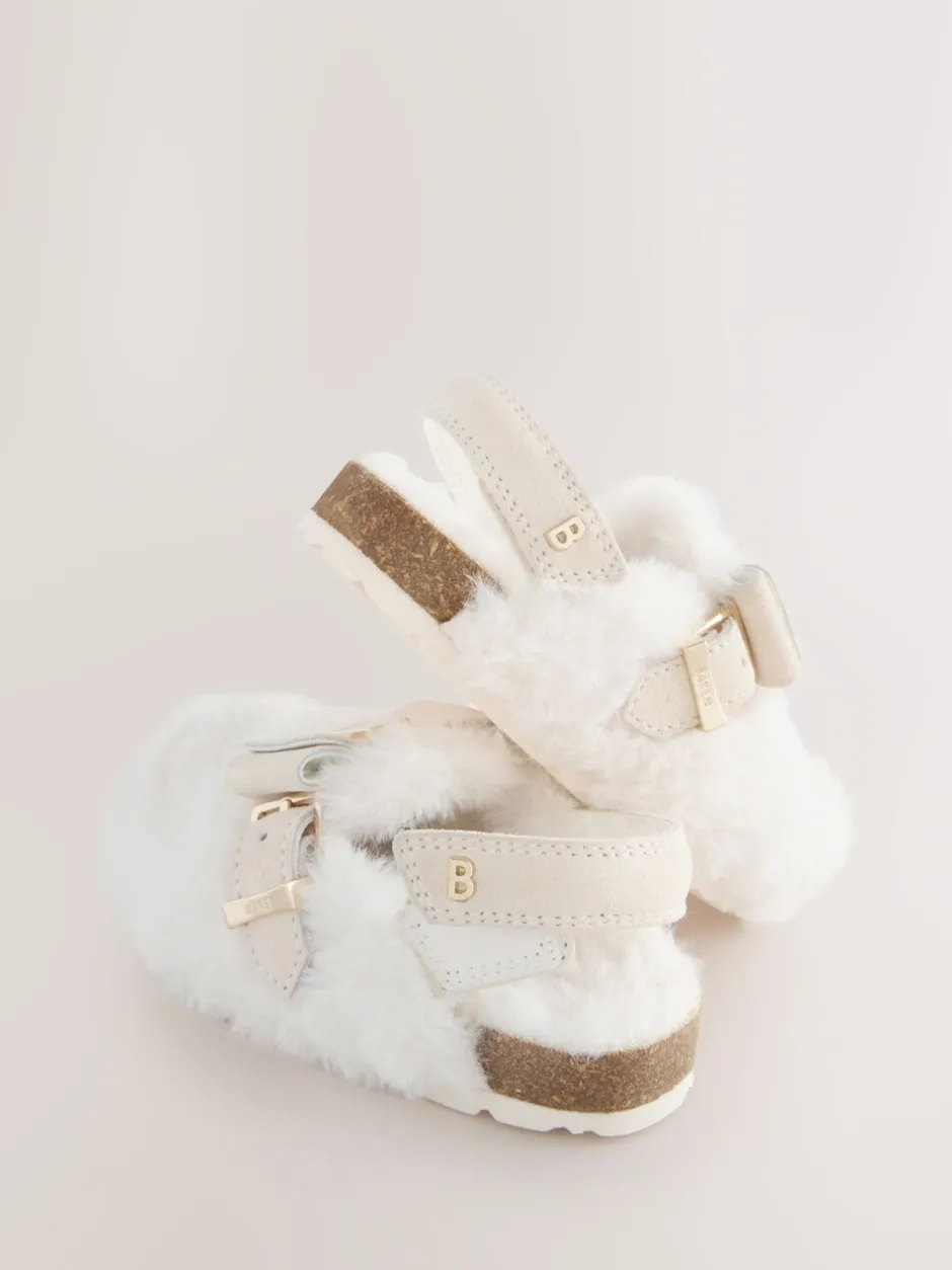 Pantoffels|Baker by Ted Baker - Meisjes Slingback Muiltjes Klomp Pantoffels Neutral Faux Fur