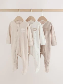 Multipacks|Babypakjes En Babypyjama's|Next Neutral Milkclub - Verpakking van 3 babypyjama's met tweewegrits (0-2jr)