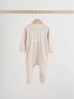 Multipacks|Babypakjes En Babypyjama's|Next Neutral Milkclub - Verpakking van 3 babypyjama's met tweewegrits (0-2jr)