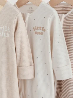 Multipacks|Babypakjes En Babypyjama's|Next Neutral Milkclub - Verpakking van 3 babypyjama's met tweewegrits (0-2jr)