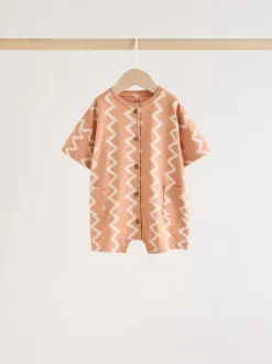 Rompertjes En Tuinbroeken|Babypakjes En Babypyjama's*Next Neutral Sunbaked Printed Button Through - Verpakking van 3 jersey babyrompertjes