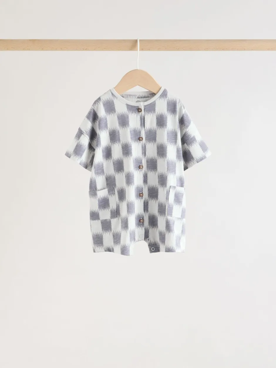 Rompertjes En Tuinbroeken|Babypakjes En Babypyjama's*Next Neutral Sunbaked Printed Button Through - Verpakking van 3 jersey babyrompertjes