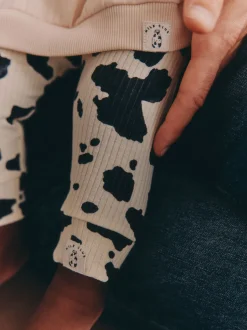 Sets En Combisets|Truien En Breisels|Next Neutral/Cow Milk Club Printed - Sweat and Leggings Baby Set (0mths-2yrs)