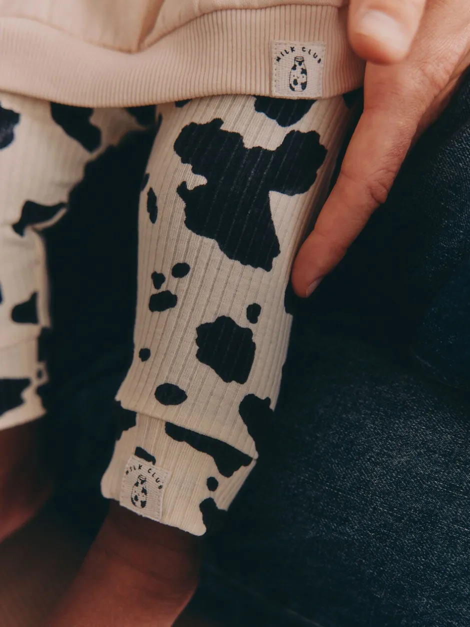 Sets En Combisets|Truien En Breisels|Next Neutral/Cow Milk Club Printed - Sweat and Leggings Baby Set (0mths-2yrs)