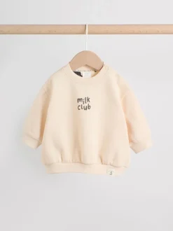 Sets En Combisets|Truien En Breisels|Next Neutral/Cow Milk Club Printed - Sweat and Leggings Baby Set (0mths-2yrs)