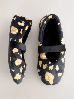 Pantoffels|Never Fully Dressed Charm Velour Mary Jane Slippers