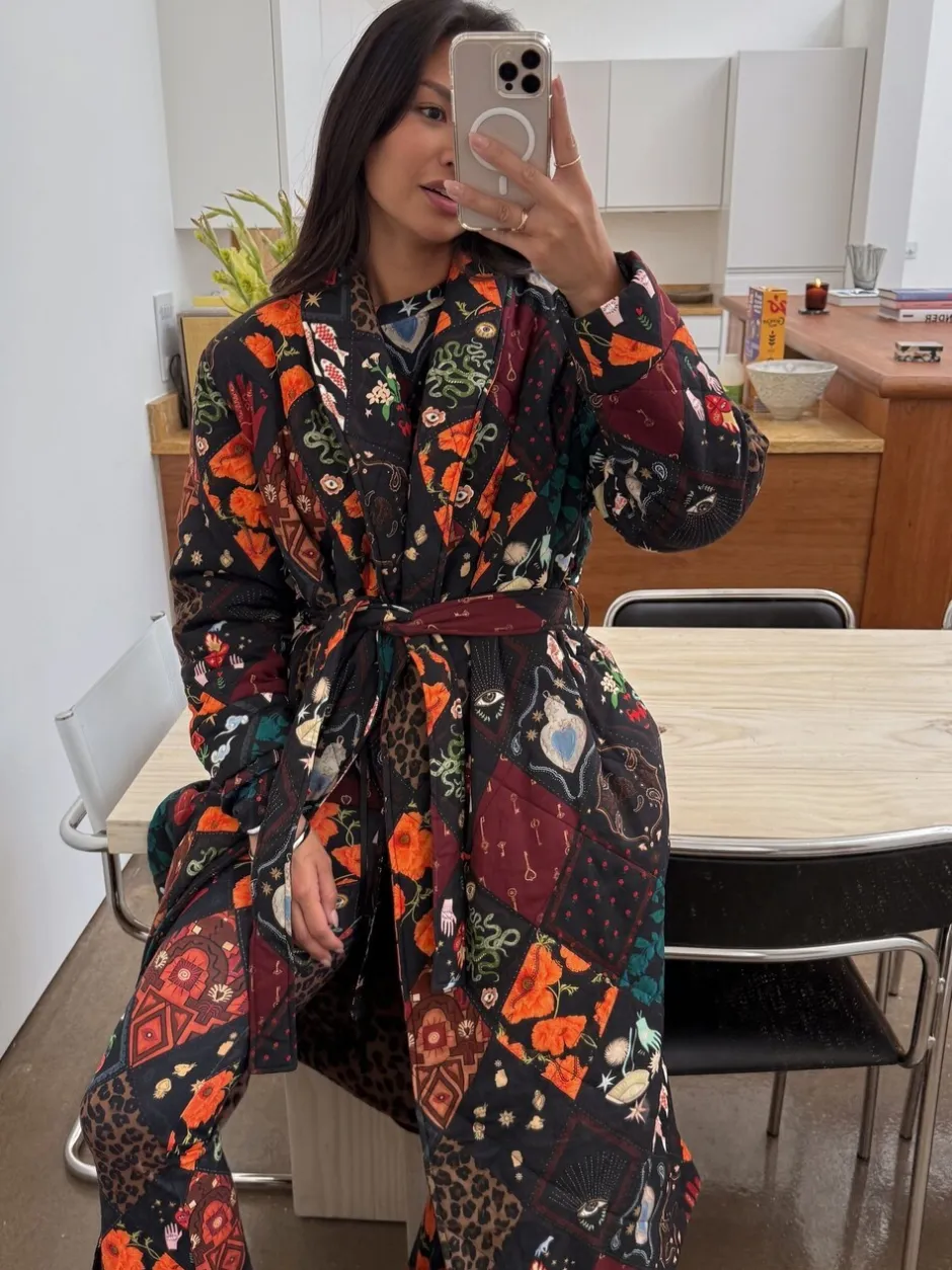 Badjassen*Never Fully Dressed Quilted Robe with Faux Fur Lining