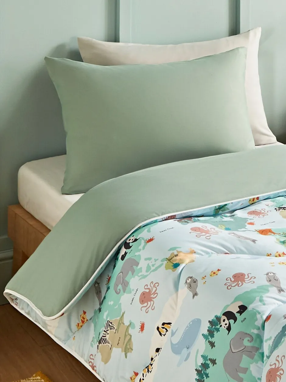 Dekbedden En Kussens*Night Lark Junior Overtrekloos Dekbed Set 4,5 Tog Animal Atlas
