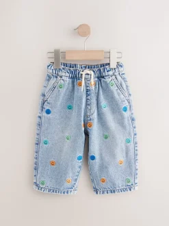 Jeans En Joggingbroeken|Jeans|Next Normaal blauw - 100% katoenen denim jeans met borduursel (3mnd -7jr)