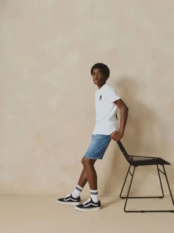 Shorts|Next - Bermuda denim shorts met elastische taille (3 - 16 jr) Normaal blauw