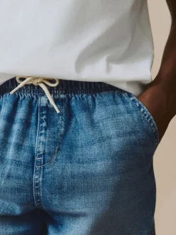 Shorts|Next - Bermuda denim shorts met elastische taille (3 - 16 jr) Normaal blauw