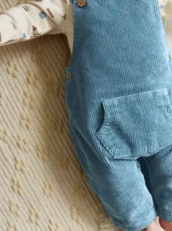Rompertjes En Tuinbroeken|Sets En Outfits*Next Normaal blauw - Corduroy bretelbroeken en Bodysuit set (0mnd-2jr)