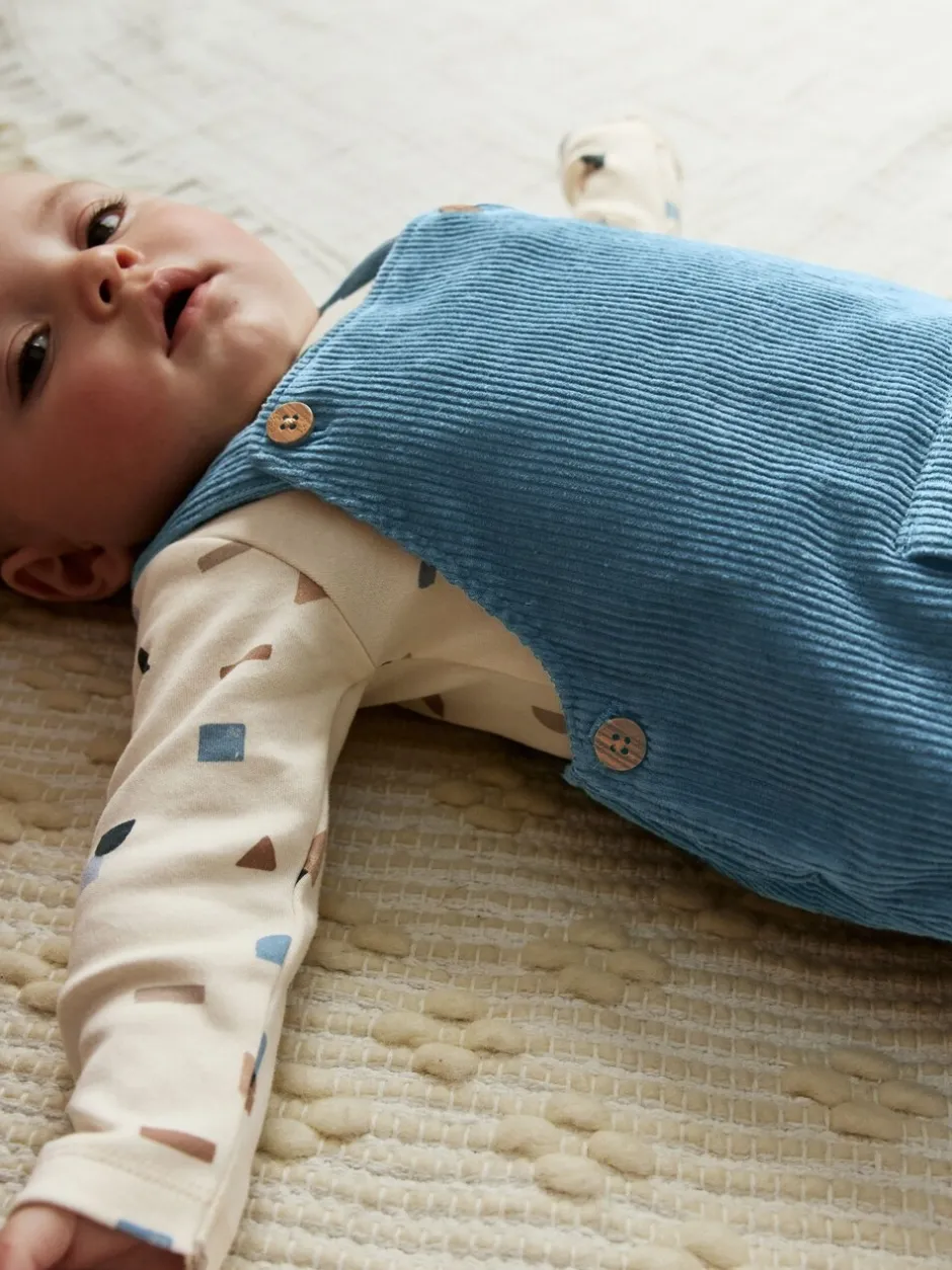 Rompertjes En Tuinbroeken|Sets En Outfits*Next Normaal blauw - Corduroy bretelbroeken en Bodysuit set (0mnd-2jr)