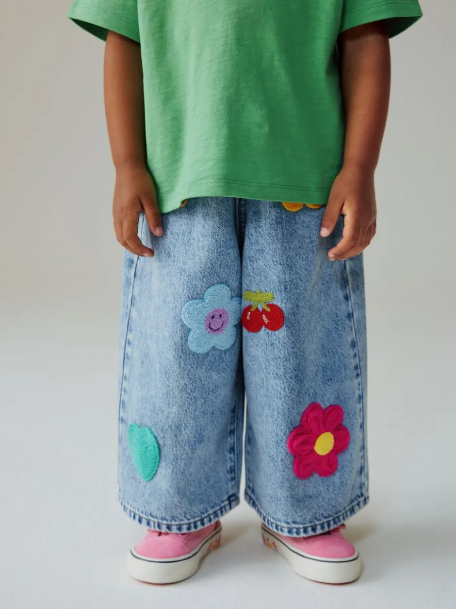 Jeans En Joggingbroeken|Jeans*Next Normaal blauw - Crochet Embellished Wide leg Jeans (3mths-7yrs)