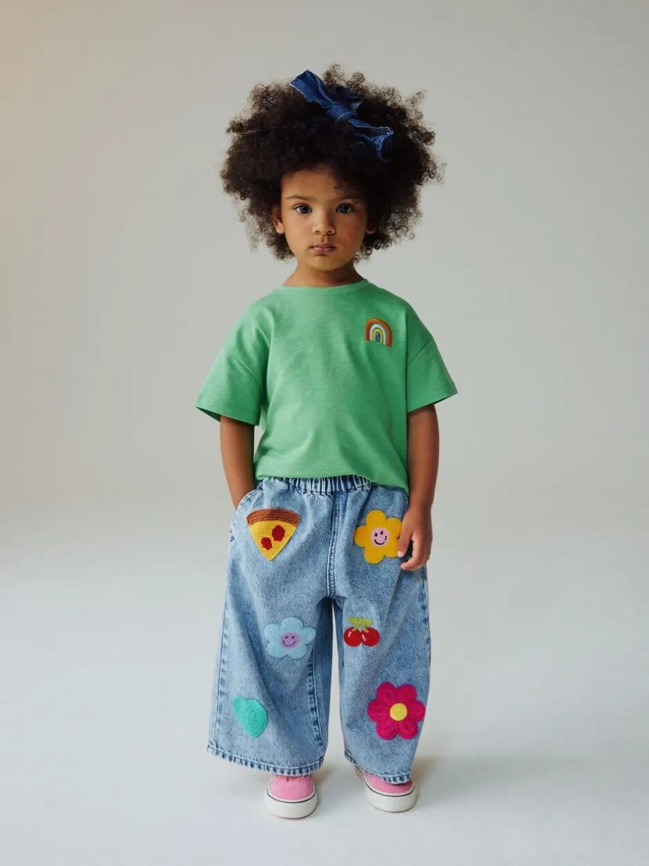 Jeans En Joggingbroeken|Jeans*Next Normaal blauw - Crochet Embellished Wide leg Jeans (3mths-7yrs)