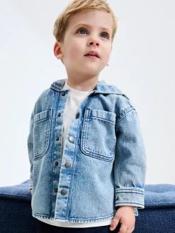 Shirts*Next - Denim overhemd met capuchon (3mnd -7jr) Normaal blauw