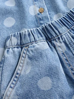 Shorts En Rokken*Next Normaal blauw - Denim Polka Dot Waistcoat and Shorts Set (3mths-7yrs)