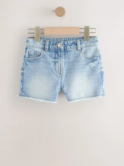Shorts En Rokken*Next Normaal blauw - Denim shorts met rafels (3-16jr)